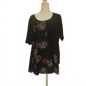 Elegant Alfani Black Floral Blouse with Flowy Design, size L